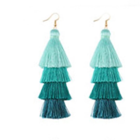 Jewelry - Teal Ombre Tassel Earrings